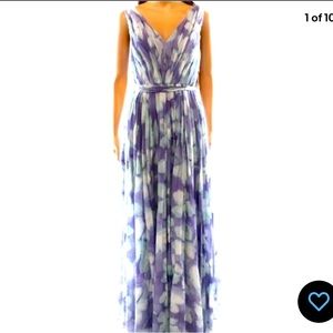 VERA WANG DRESS v-neck gathered empire blue maxi dress size 4